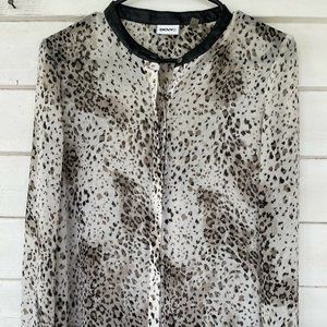 DKNY BUTTON‎ ANIMAL PRINT VEGAN  LEATHER BLOUSE SMALL